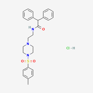 molecular formula C27H32ClN3O3S B2911774 2,2-diphenyl-N-(2-(4-tosylpiperazin-1-yl)ethyl)acetamide hydrochloride CAS No. 1215333-29-1