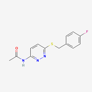 molecular formula C13H12FN3OS B2911798 N-(6-((4-fluorobenzyl)thio)pyridazin-3-yl)acetamide CAS No. 1021120-69-3