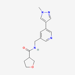 molecular formula C15H18N4O2 B2911801 N-((5-(1-methyl-1H-pyrazol-4-yl)pyridin-3-yl)methyl)tetrahydrofuran-3-carboxamide CAS No. 2034309-12-9