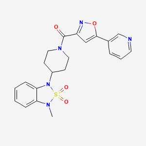 molecular formula C21H21N5O4S B2911823 (4-(3-methyl-2,2-dioxidobenzo[c][1,2,5]thiadiazol-1(3H)-yl)piperidin-1-yl)(5-(pyridin-3-yl)isoxazol-3-yl)methanone CAS No. 2034415-82-0