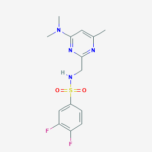 molecular formula C14H16F2N4O2S B2911824 N-((4-(dimethylamino)-6-methylpyrimidin-2-yl)methyl)-3,4-difluorobenzenesulfonamide CAS No. 1797811-87-0