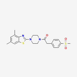 molecular formula C22H25N3O3S2 B2911834 1-(4-(4,6-Dimethylbenzo[d]thiazol-2-yl)piperazin-1-yl)-2-(4-(methylsulfonyl)phenyl)ethanone CAS No. 941884-00-0
