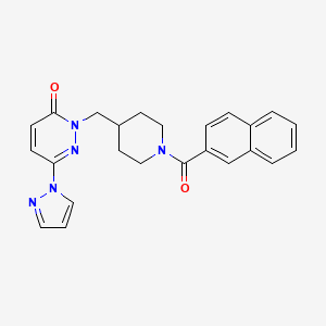 molecular formula C24H23N5O2 B2911839 2-{[1-(naphthalene-2-carbonyl)piperidin-4-yl]methyl}-6-(1H-pyrazol-1-yl)-2,3-dihydropyridazin-3-one CAS No. 2379978-34-2