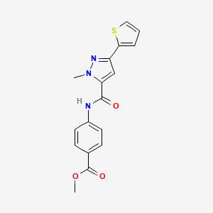 molecular formula C17H15N3O3S B2911847 methyl 4-(1-methyl-3-(thiophen-2-yl)-1H-pyrazole-5-carboxamido)benzoate CAS No. 1286732-71-5