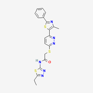 molecular formula C20H18N6OS3 B2911851 N-(5-ETHYL-1,3,4-THIADIAZOL-2-YL)-2-{[6-(4-METHYL-2-PHENYL-1,3-THIAZOL-5-YL)PYRIDAZIN-3-YL]SULFANYL}ACETAMIDE CAS No. 892416-61-4