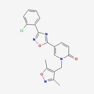 molecular formula C19H15ClN4O3 B2911860 5-(3-(2-chlorophenyl)-1,2,4-oxadiazol-5-yl)-1-((3,5-dimethylisoxazol-4-yl)methyl)pyridin-2(1H)-one CAS No. 1396864-47-3