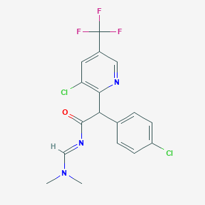 molecular formula C17H14Cl2F3N3O B2911868 2-(4-chlorophenyl)-2-[3-chloro-5-(trifluoromethyl)-2-pyridinyl]-N-[(dimethylamino)methylene]acetamide CAS No. 338407-12-8
