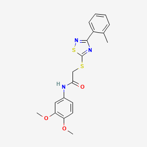 molecular formula C19H19N3O3S2 B2911869 N-(3,4-dimethoxyphenyl)-2-((3-(o-tolyl)-1,2,4-thiadiazol-5-yl)thio)acetamide CAS No. 864918-67-2