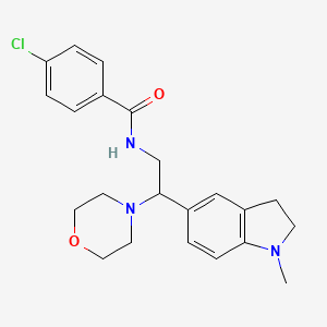 molecular formula C22H26ClN3O2 B2911871 4-chloro-N-(2-(1-methylindolin-5-yl)-2-morpholinoethyl)benzamide CAS No. 922088-38-8