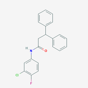 molecular formula C21H17ClFNO B291190 N-(3-chloro-4-fluorophenyl)-3,3-diphenylpropanamide 