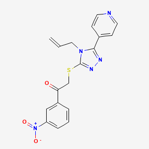 molecular formula C18H15N5O3S B2911906 2-((4-allyl-5-(pyridin-4-yl)-4H-1,2,4-triazol-3-yl)thio)-1-(3-nitrophenyl)ethanone CAS No. 433703-24-3