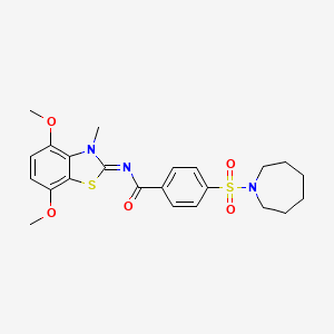 molecular formula C23H27N3O5S2 B2911908 (Z)-4-(azepan-1-ylsulfonyl)-N-(4,7-dimethoxy-3-methylbenzo[d]thiazol-2(3H)-ylidene)benzamide CAS No. 896676-52-1