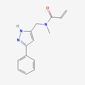 molecular formula C14H15N3O B2911910 N-Methyl-N-[(3-phenyl-1H-pyrazol-5-yl)methyl]prop-2-enamide CAS No. 2361637-92-3