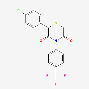 molecular formula C17H11ClF3NO2S B2911916 2-(4-Chlorophenyl)-4-[4-(trifluoromethyl)phenyl]thiomorpholine-3,5-dione CAS No. 252058-83-6