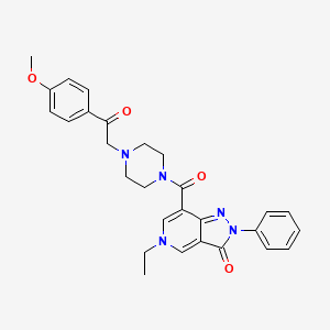 molecular formula C28H29N5O4 B2911936 5-ethyl-7-(4-(2-(4-methoxyphenyl)-2-oxoethyl)piperazine-1-carbonyl)-2-phenyl-2H-pyrazolo[4,3-c]pyridin-3(5H)-one CAS No. 1040649-76-0