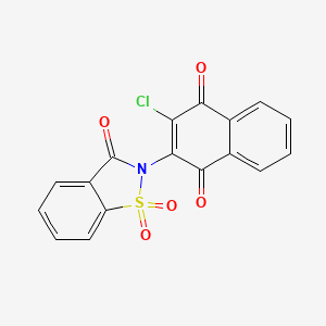 molecular formula C17H8ClNO5S B2911938 2-(3-Chloro-1,4-dioxo-1,4-dihydronaphthalen-2-yl)-2,3-dihydro-1lambda6,2-benzothiazole-1,1,3-trione CAS No. 1426935-67-2