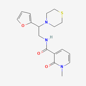 molecular formula C17H21N3O3S B2911940 N-(2-(furan-2-yl)-2-thiomorpholinoethyl)-1-methyl-2-oxo-1,2-dihydropyridine-3-carboxamide CAS No. 2034573-21-0
