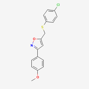 molecular formula C17H14ClNO2S B2911944 4-(5-{[(4-Chlorophenyl)sulfanyl]methyl}-3-isoxazolyl)phenyl methyl ether CAS No. 551921-27-8