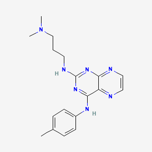 molecular formula C18H23N7 B2911946 Dimethyl[3-({4-[(4-methylphenyl)amino]pteridin-2-yl}amino)propyl]amine CAS No. 946218-94-6