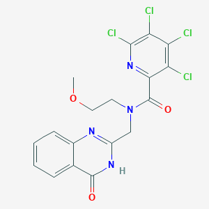 molecular formula C18H14Cl4N4O3 B2911947 3,4,5,6-tetrachloro-N-(2-methoxyethyl)-N-[(4-oxo-3,4-dihydroquinazolin-2-yl)methyl]pyridine-2-carboxamide CAS No. 926567-66-0