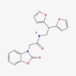 molecular formula C19H16N2O5 B2911961 N-(2,2-di(furan-2-yl)ethyl)-2-(2-oxobenzo[d]oxazol-3(2H)-yl)acetamide CAS No. 2319894-70-5