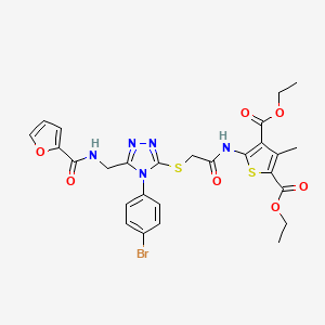 diethyl 5-(2-((4-(4-bromophenyl)-5-((furan-2-carboxamido)methyl)-4H-1,2,4-triazol-3-yl)thio)acetamido)-3-methylthiophene-2,4-dicarboxylate