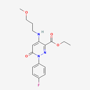 Ethyl 1-(4-fluorophenyl)-4-((3-methoxypropyl)amino)-6-oxo-1,6-dihydropyridazine-3-carboxylate