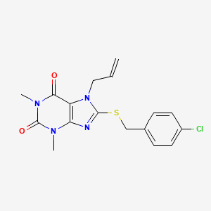 8-[(4-Chlorophenyl)methylsulfanyl]-1,3-dimethyl-7-prop-2-enylpurine-2,6-dione