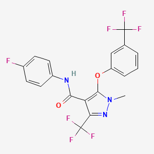 molecular formula C19H12F7N3O2 B2911994 N-(4-Fluorophenyl)-1-methyl-3-(trifluoromethyl)-5-(3-(trifluoromethyl)phenoxy)-1H-pyrazole-4-carboxamide CAS No. 158712-61-9