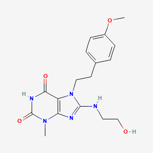 molecular formula C17H21N5O4 B2912011 6-羟基-8-[(2-羟乙基)氨基]-7-[2-(4-甲氧基苯基)乙基]-3-甲基-3,7-二氢-2H-嘌呤-2-酮 CAS No. 876891-03-1
