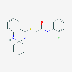 molecular formula C21H22ClN3OS B2912019 N-(2-chlorophenyl)-2-spiro[1H-quinazoline-2,1'-cyclohexane]-4-ylsulfanylacetamide CAS No. 893787-52-5