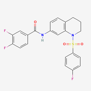 molecular formula C22H17F3N2O3S B2912042 3,4-difluoro-N-(1-((4-fluorophenyl)sulfonyl)-1,2,3,4-tetrahydroquinolin-7-yl)benzamide CAS No. 1005302-11-3