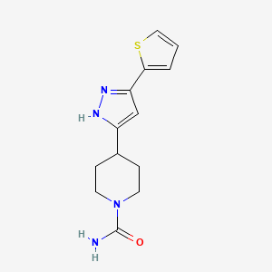 molecular formula C13H16N4OS B2912045 4-[5-(2-thienyl)-1H-pyrazol-3-yl]tetrahydro-1(2H)-pyridinecarboxamide CAS No. 321385-47-1