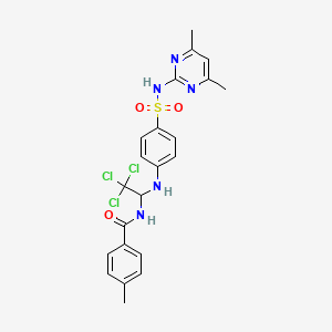 molecular formula C22H22Cl3N5O3S B2912047 4-methyl-N-(2,2,2-trichloro-1-((4-(N-(4,6-dimethylpyrimidin-2-yl)sulfamoyl)phenyl)amino)ethyl)benzamide CAS No. 389074-01-5
