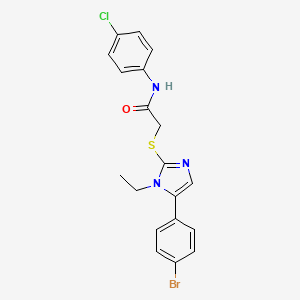 molecular formula C19H17BrClN3OS B2912058 2-((5-(4-bromophenyl)-1-ethyl-1H-imidazol-2-yl)thio)-N-(4-chlorophenyl)acetamide CAS No. 1207013-26-0