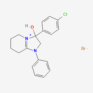 molecular formula C19H20BrClN2O B2912064 3-(4-Chlorophenyl)-3-hydroxy-1-phenyl-2,3,5,6,7,8-hexahydroimidazo[1,2-a]pyridin-1-ium bromide CAS No. 1101751-91-0
