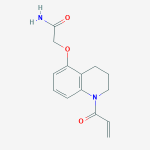 molecular formula C14H16N2O3 B2912068 2-[(1-Prop-2-enoyl-3,4-dihydro-2H-quinolin-5-yl)oxy]acetamide CAS No. 2189498-46-0
