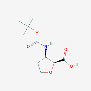 molecular formula C10H17NO5 B2912070 cis-3-((tert-Butoxycarbonyl)amino)tetrahydrofuran-2-carboxylic acid CAS No. 1931930-98-1