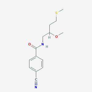 molecular formula C14H18N2O2S B2912073 4-Cyano-N-(2-methoxy-4-methylsulfanylbutyl)benzamide CAS No. 2310226-41-4