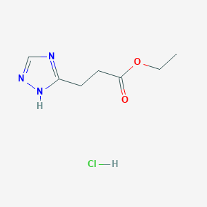 molecular formula C7H12ClN3O2 B2912087 Ethyl 3-(1H-1,2,4-triazol-5-yl)propanoate;hydrochloride CAS No. 2287310-09-0