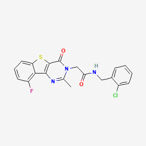molecular formula C20H15ClFN3O2S B2912088 N-(2-chlorobenzyl)-2-(9-fluoro-2-methyl-4-oxobenzo[4,5]thieno[3,2-d]pyrimidin-3(4H)-yl)acetamide CAS No. 2034376-97-9