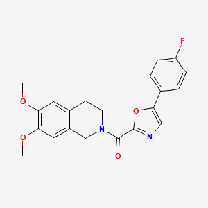 molecular formula C21H19FN2O4 B2912089 (6,7-dimethoxy-3,4-dihydroisoquinolin-2(1H)-yl)(5-(4-fluorophenyl)oxazol-2-yl)methanone CAS No. 1795482-43-7