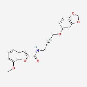 molecular formula C21H17NO6 B2912096 N-(4-(benzo[d][1,3]dioxol-5-yloxy)but-2-yn-1-yl)-7-methoxybenzofuran-2-carboxamide CAS No. 1448128-05-9