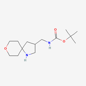 molecular formula C14H26N2O3 B2912104 Tert-butyl N-(8-oxa-1-azaspiro[4.5]decan-3-ylmethyl)carbamate CAS No. 2287275-22-1
