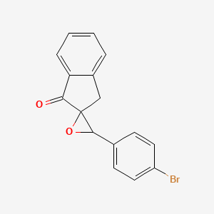 molecular formula C16H11BrO2 B2912118 2-(4-Bromophenyl)spiro[oxirane3,2'-{1'-indanone}] CAS No. 325819-08-7