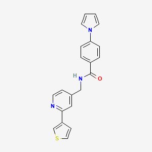 molecular formula C21H17N3OS B2912120 4-(1H-pyrrol-1-yl)-N-((2-(thiophen-3-yl)pyridin-4-yl)methyl)benzamide CAS No. 2034477-21-7