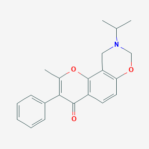 molecular formula C21H21NO3 B2912123 9-isopropyl-2-methyl-3-phenyl-9,10-dihydrochromeno[8,7-e][1,3]oxazin-4(8H)-one CAS No. 946293-44-3