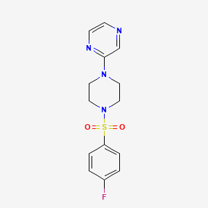 molecular formula C14H15FN4O2S B2912129 2-(4-((4-Fluorophenyl)sulfonyl)piperazin-1-yl)pyrazine CAS No. 1021094-05-2