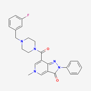 molecular formula C25H24FN5O2 B2912134 7-(4-(3-fluorobenzyl)piperazine-1-carbonyl)-5-methyl-2-phenyl-2H-pyrazolo[4,3-c]pyridin-3(5H)-one CAS No. 1021207-57-7