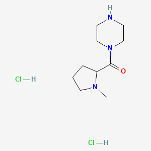 molecular formula C10H21Cl2N3O B2912135 1-(1-Methylpyrrolidine-2-carbonyl)piperazine dihydrochloride CAS No. 1394040-06-2